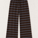 Women's Casual Blue-Brown Striped Wool Blend Crew Neck Sweater And Pants Set