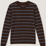 Women's Casual Blue-Brown Striped Wool Blend Crew Neck Sweater And Pants Set