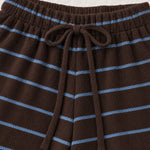 Women's Casual Blue-Brown Striped Wool Blend Crew Neck Sweater And Pants Set