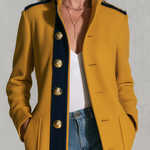Women's Retro Color-Block Single-Breasted Tweed Coat For Fall Winter