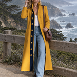 Women's Retro Color-Block Single-Breasted Tweed Coat For Fall Winter