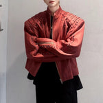 Retro Punk Short Padded Shoulder Leather Jacket