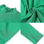 Half Turtleneck Slim Striped Long Sleeve Top