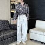 3D Dual Waistbands Loose Wide-leg Trousers