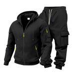 KZZ Men's Winter Fleece-Lined Hoodie & Drawstring Pants Set