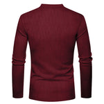 KZZ Men's Regular Fit Patchwork Print Half Button Thermal Lined Henry Collar Shirt