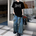 Beaded Letter Shoulder-Pad T-Shirt