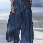 【24-hour shipping out】Casual Loose Graffiti Multi-Pocket Jeans