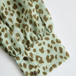 Vintage And Elegant V-neck Ruffled Leopard Print Chiffon Midi Dress