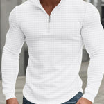 KZZ Men's Regular Fit Plain Half Zip Up Sweatshirt