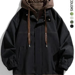 KZZ Men's Colorblock Letter Pocket Longsleeves Drawstring Hooded Jacket
