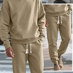KZZ Two-piece men's solid color hooded sweatshirt and drawstring pants set