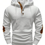 KZZ Men's solid color hoodie with texture casual long sleeve top