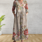 Yulya™ | Elegant Floral Print Midi Dress
