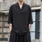 Vintage Ice Silk Loose Zen Clothes Half Sleeve T-shirt