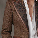 Women's Herringbone Printed Panel Blazer