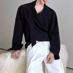 Retro Pullover Irregular Ribbon Shirt