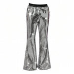 Elastic-waist Sequined Wide Leg Pants Stage Performance Party Trousers