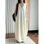 Women's Deep V Neck Asymmetric Curved Balloon Dress