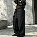 Lace-up A-line Straight Leg Thickened Loose Casual Pants