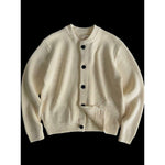 Heavyweight Cotton Crewneck Button Up Knitted Cardigan