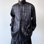 Vintage Stand Collar Print Long Sleeve Shirt