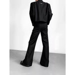 Slim Draped Straight Slight Flare Suit Pants