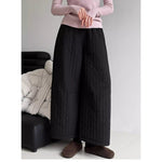 Quilted Striped Cropped Casual Trousers