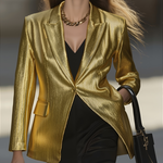 High-End Fashionable Loose Gold Pleated Suit Jacket