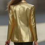 High-End Fashionable Loose Gold Pleated Suit Jacket