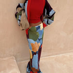 Abstract Geometric Pattern Knitted Jacket
