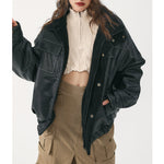 Stand Collar Lamb Wool PU Leather Jacket