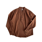 Breathable Cotton Stand Collar Long Sleeve Shirt Casual Top