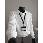Seagull Collar Long-sleeved Knit Sweater