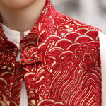 Auspicious Cloud Pattern Jacquard Stand-up Collar Vest