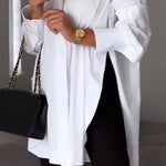 White Lapel Slit Shirt