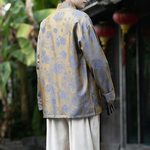 Retro Stand-up Collar Gradient Brocade Coat
