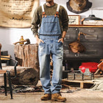 Vintage Loose Cargo Denim Overalls with Detachable Straps