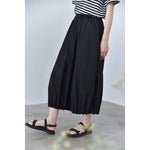 Women's Japanese Lightweight Pleated Hem Cropped Wide-leg Pants