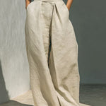 Flor™ | Minimalist set of tank top and wide-leg pants in cotton and linen for women