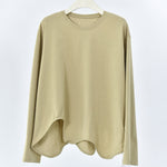 Women's Wavy Hem Casual Round Neck Shirt