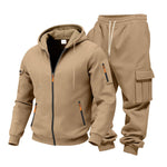 KZZ Men's Winter Fleece-Lined Hoodie & Drawstring Pants Set