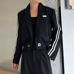 Spring Cropped Blazer Wide Leg Pants Two-Piece Suit