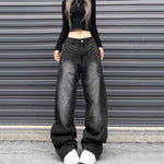 American Washed Distressed Wide-leg Jeans