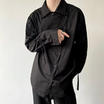Statement Drawstring Lapel Long Sleeve Shirt
