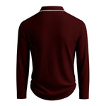 KZZ Men's Long Sleeve Polo Shirt Jacquard Fabric Collared Top