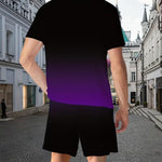 KZZ Men's Gradient Short-Sleeve Gym Set