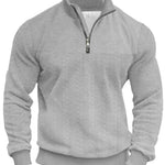 KZZ Men's Solid Zip Up Drop Shoulder Sweatshirt