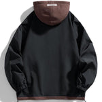KZZ Men's Colorblock Letter Pocket Longsleeves Drawstring Hooded Jacket