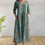 Yulya™ | Elegant Floral Print Midi Dress